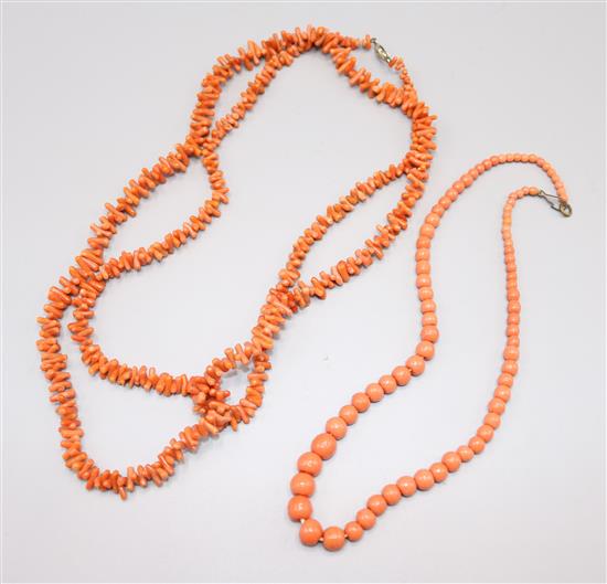 2 Victorian coral necklaces